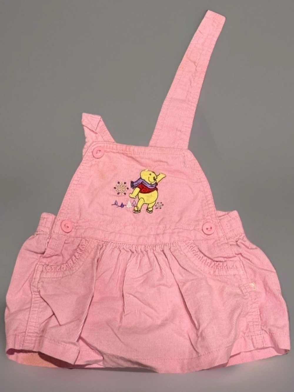 Disney Baby Winnie the Pooh Pink Corduroy Skirtall Dress 0-3M Vintage